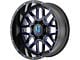 XD Grenade Satin Black Milled with Blue Clear Coat 8-Lug Wheel; 20x12; -44mm Offset (03-09 RAM 3500 SRW)