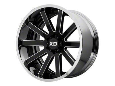 XD Heist Gloss Black Milled Center with Chrome Lip 8-Lug Wheel; 20x10; -18mm Offset (03-09 RAM 3500 SRW)