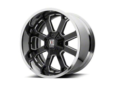 XD Buck 25 Gloss Black Milled Center with Chrome Lip 6-Lug Wheel; 22x12; -44mm Offset (04-08 F-150)