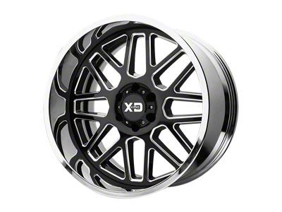 XD Grenade Gloss Black Milled Center with Chrome Lip 6-Lug Wheel; 20x12; -44mm Offset (04-08 F-150)