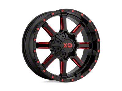 XD Mammoth Gloss Black Milled with Red Tint 8-Lug Wheel; 22x10; -18mm Offset (11-14 Silverado 2500 HD)