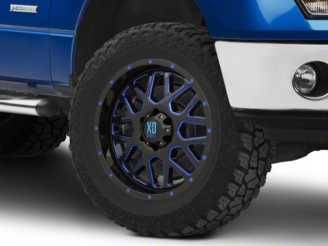 XD Grenade Satin Black Milled with Blue Clear Coat 6-Lug Wheel; 20x9; 18mm Offset (09-14 F-150)
