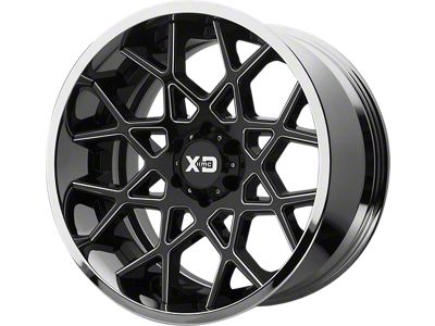 XD Chopstix Gloss Black Milled Center with Chrome Lip 5-Lug Wheel; 20x10; -18mm Offset (09-18 RAM 1500)