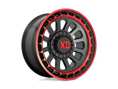 XD Omega Satin Black Machined Lip with Red Tint 5-Lug Wheel; 17x9; -12mm Offset (09-18 RAM 1500)