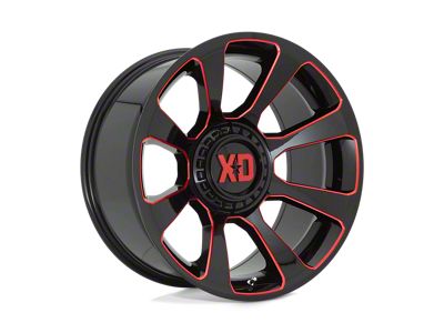 XD Reactor Gloss Black Milled with Red Tint 5-Lug Wheel; 20x10; -18mm Offset (09-18 RAM 1500)