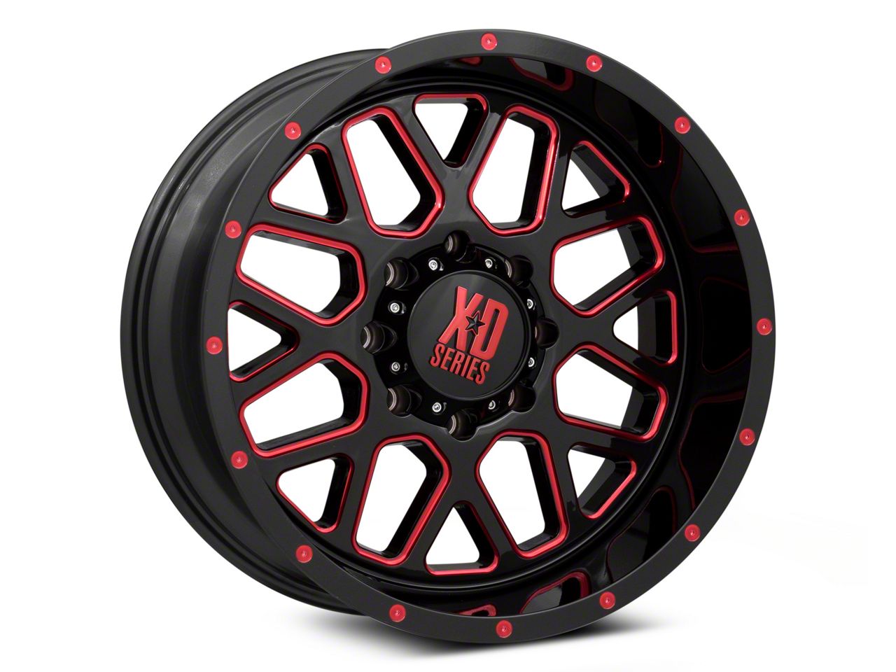 XD RAM 3500 Grenade Satin Black Milled with Red Clear Coat 8-Lug Wheel ...