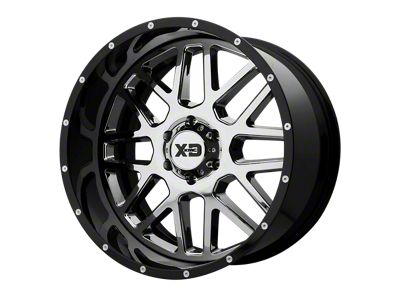 XD Grenade Chrome Center with Gloss Black Milled Lip 8-Lug Wheel; 22x10; -18mm Offset (11-16 F-250 Super Duty)