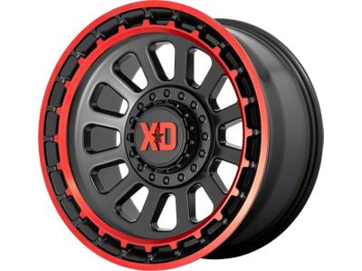 XD Omega Satin Black Machined with Red Tint 6-Lug Wheel; 17x9; -12mm Offset (14-18 Sierra 1500)
