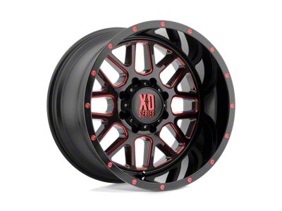 XD Grenade Satin Black Milled with Red Clear Coat 6-Lug Wheel; 20x12; -44mm Offset (14-18 Silverado 1500)