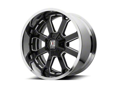 XD Buck 25 Gloss Black Milled Center with Chrome Lip 8-Lug Wheel; 20x12; -44mm Offset (15-19 Sierra 2500 HD)
