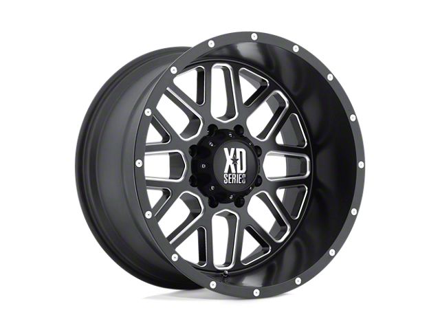 XD Grenade Satin Black Milled 8-Lug Wheel; 20x9; 18mm Offset (15-19 Sierra 3500 HD SRW)