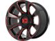 XD Reactor Gloss Black Milled with Red Tint 6-Lug Wheel; 20x9; 18mm Offset (99-06 Silverado 1500)