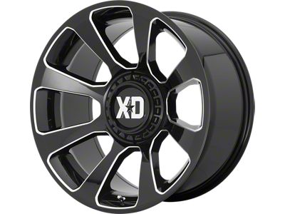 XD Reactor Gloss Black Milled 5-Lug Wheel; 20x9; 0mm Offset (02-08 RAM 1500, Excluding Mega Cab)