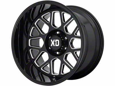 XD Grenade 2 Gloss Black Milled 6-Lug Wheel; 20x12; -44mm Offset (2024 Ranger)