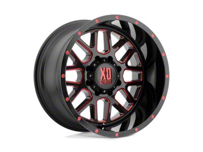 XD Grenade Satin Black Milled with Red Clear Coat 6-Lug Wheel; 20x12; -44mm Offset (2024 Ranger)