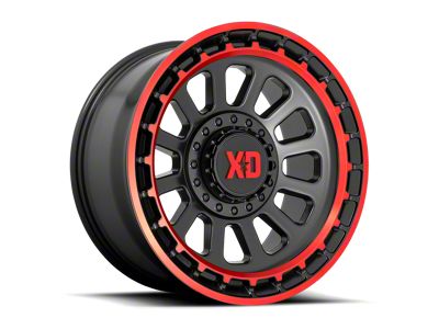 XD Omega Satin Black Machined with Red Tint 6-Lug Wheel; 17x9; -12mm Offset (2024 Ranger)