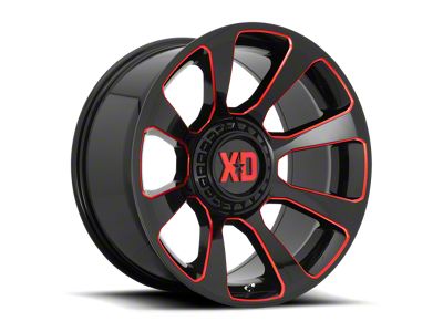 XD Reactor Gloss Black Milled with Red Tint 6-Lug Wheel; 20x10; -18mm Offset (2024 Ranger)