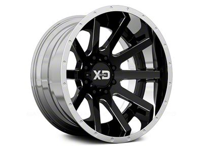 XD Heist Gloss Black Milled with Center Chrome Lip 5-Lug Wheel; 20x12; -44mm Offset (94-01 RAM 1500)