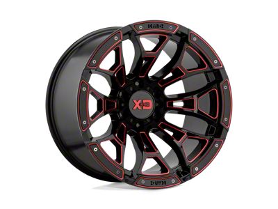 XD Boneyard Gloss Black Milled with Red Tint 8-Lug Wheel; 20x10; -18mm Offset (94-02 RAM 2500)