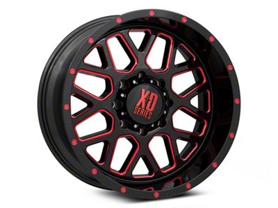 XD Grenade Satin Black Milled with Red Clear Coat 8-Lug Wheel; 20x10; -24mm Offset (94-02 RAM 2500)