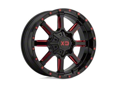 XD Mammoth Gloss Black Milled with Red Tint Clear Coat 8-Lug Wheel; 20x9; 0mm Offset (94-02 RAM 2500)