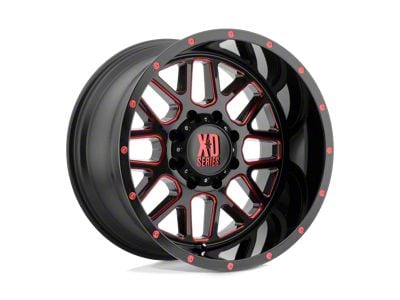 XD Grenade Satin Black Milled with Red Clear Coat 6-Lug Wheel; 20x12; -44mm Offset (23-24 Canyon)