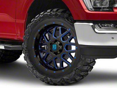 XD Grenade Satin Black Milled with Blue Clear Coat 6-Lug Wheel; 20x9; 18mm Offset (21-24 F-150)