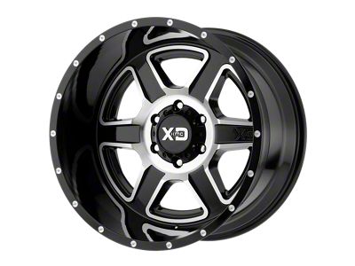 XD Fusion Gloss Black Machined 8-Lug Wheel; 20x12; -44mm Offset (06-08 RAM 1500 Mega Cab)