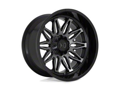 XD Gunner Gloss Black Machined with Gray Tint 5-Lug Wheel; 22x12; -44mm Offset (02-08 RAM 1500, Excluding Mega Cab)