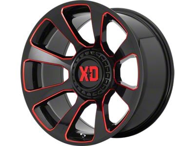 XD Reactor Gloss Black Milled with Red Tint 6-Lug Wheel; 20x10; -18mm Offset (14-18 Sierra 1500)