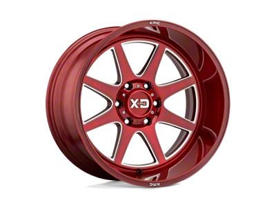 XD Pike Brushed Red with Milled Accent 8-Lug Wheel; 20x10; -18mm Offset (20-24 Sierra 3500 HD SRW)
