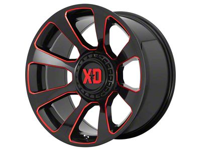 XD Reactor Gloss Black Milled with Red Tint 6-Lug Wheel; 20x9; 18mm Offset (21-24 Yukon)