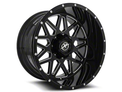 XF Offroad XF-211 Gloss Black and Milled 8-Lug Wheel; 20x10; -12mm Offset (01-06 Sierra 2500 HD)