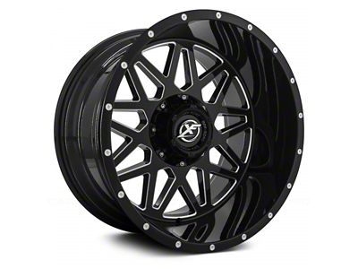 XF Offroad XF-211 Gloss Black Milled 8-Lug Wheel; 20x10; -24mm Offset (01-06 Sierra 2500 HD)