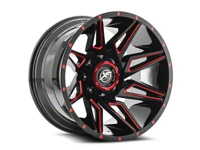 XF Offroad XF-218 Gloss Black and Red Milled 8-Lug Wheel; 20x10; -12mm Offset (01-06 Sierra 2500 HD)