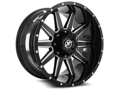 XF Offroad XF-219 Gloss Black and Milled 8-Lug Wheel; 17x9; 0mm Offset (01-06 Sierra 2500 HD)