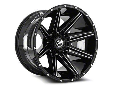 XF Offroad XF-220 Gloss Black and Milled 8-Lug Wheel; 17x9; 0mm Offset (01-06 Sierra 2500 HD)