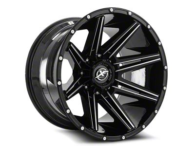 XF Offroad XF-220 Gloss Black and Milled 8-Lug Wheel; 20x12; -44mm Offset (01-06 Sierra 2500 HD)