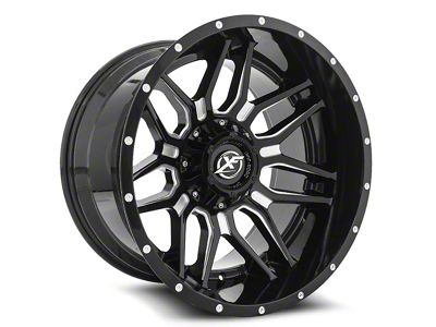 XF Offroad XF-222 Gloss Black and Milled 8-Lug Wheel; 20x10; -12mm Offset (01-06 Sierra 2500 HD)