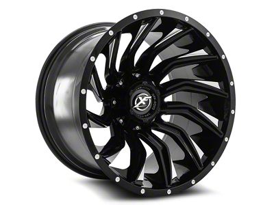 XF Offroad XF-224 Gloss Black and Milled 8-Lug Wheel; 20x10; -12mm Offset (01-06 Sierra 2500 HD)