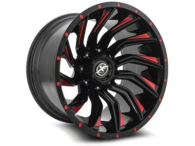 XF Offroad XF-224 Gloss Black and Red Milled 8-Lug Wheel; 20x10; -24mm Offset (01-06 Sierra 2500 HD)