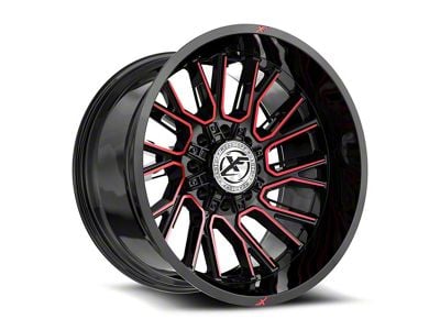 XF Offroad XF-230 Gloss Black and Red Machined 8-Lug Wheel; 20x10; -12mm Offset (01-06 Sierra 2500 HD)