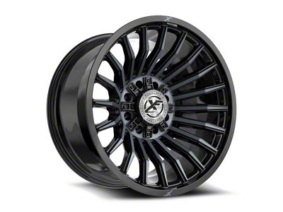 XF Offroad XF-231 Gloss Black and Machined Titanium Double Dark Tint 8-Lug Wheel; 20x12; -44mm Offset (01-06 Sierra 2500 HD)