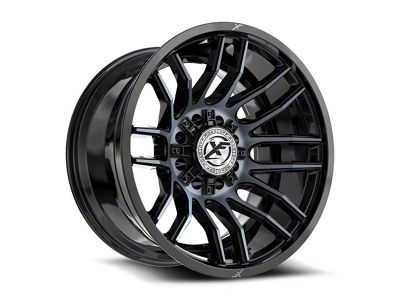 XF Offroad XF-232 Gloss Black and Machined Titanium Double Dark Tint 8-Lug Wheel; 20x10; -12mm Offset (01-06 Sierra 2500 HD)