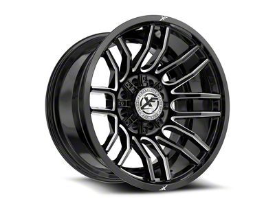 XF Offroad XF-232 Gloss Black and Milled 8-Lug Wheel; 20x10; -12mm Offset (01-06 Sierra 2500 HD)