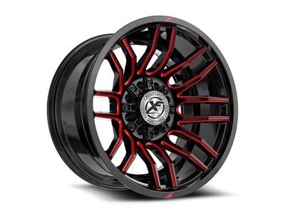 XF Offroad XF-232 Gloss Black and Red Milled 8-Lug Wheel; 20x10; -12mm Offset (01-06 Sierra 2500 HD)