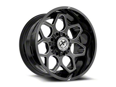 XF Offroad XF-233 Gloss Black and Milled 8-Lug Wheel; 20x10; -12mm Offset (01-06 Sierra 2500 HD)