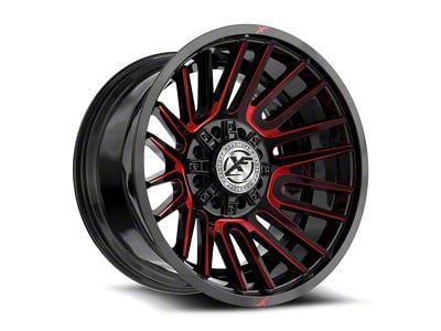 XF Offroad XF-234 Gloss Black and Red Machined 8-Lug Wheel; 20x10; -12mm Offset (01-06 Sierra 2500 HD)