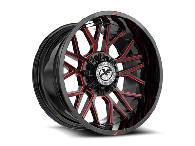 XF Offroad XF-235 Gloss Black and Red Milled 8-Lug Wheel; 20x10; -12mm Offset (01-06 Sierra 2500 HD)