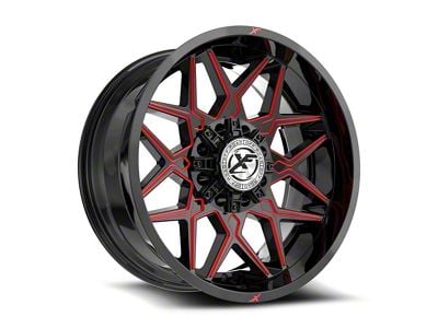 XF Offroad XF-238 Gloss Black and Red Milled 8-Lug Wheel; 20x10; -12mm Offset (01-06 Sierra 2500 HD)